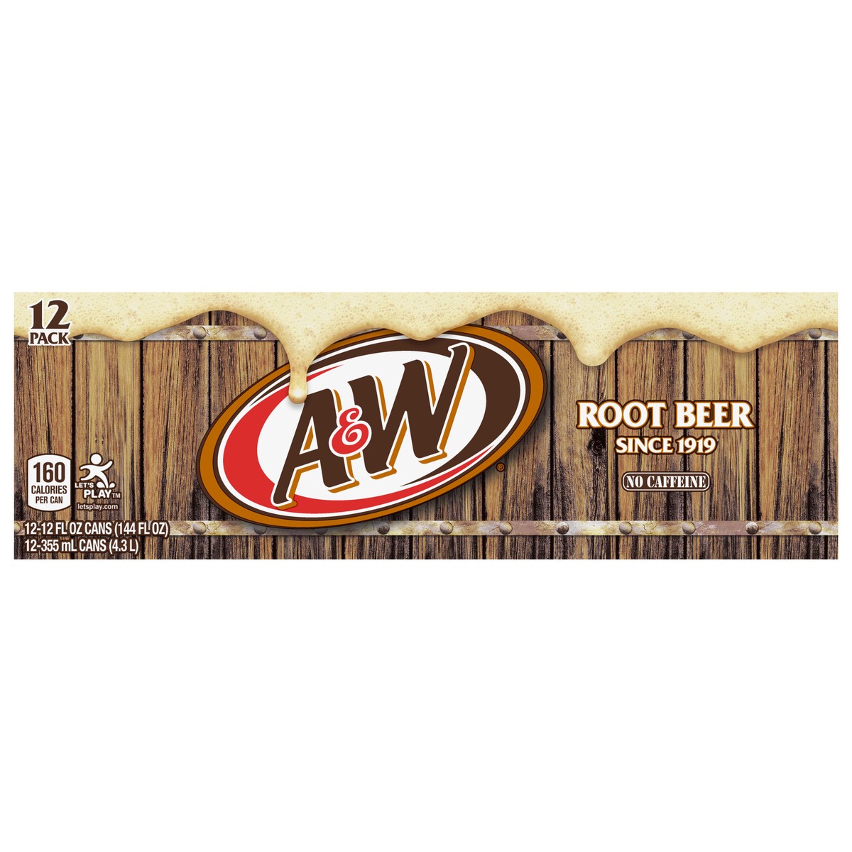 slide 2 of 2, A&W 12 Pack No Caffeine Soda 12-12 fl oz Cans, 12 ct