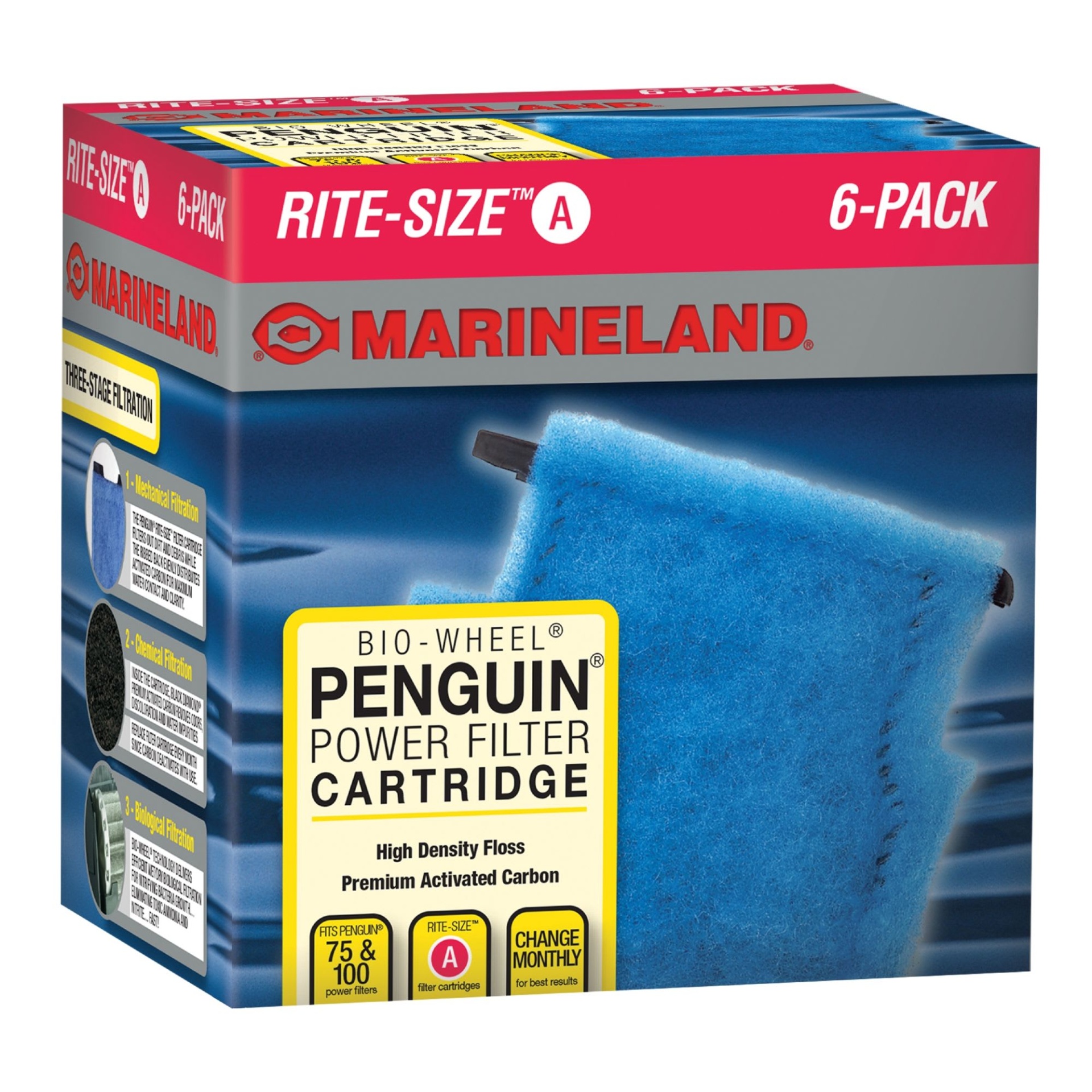 slide 1 of 1, Marineland Rite-Size Bonded Filter Sleeve for Penguin 100, 6 ct