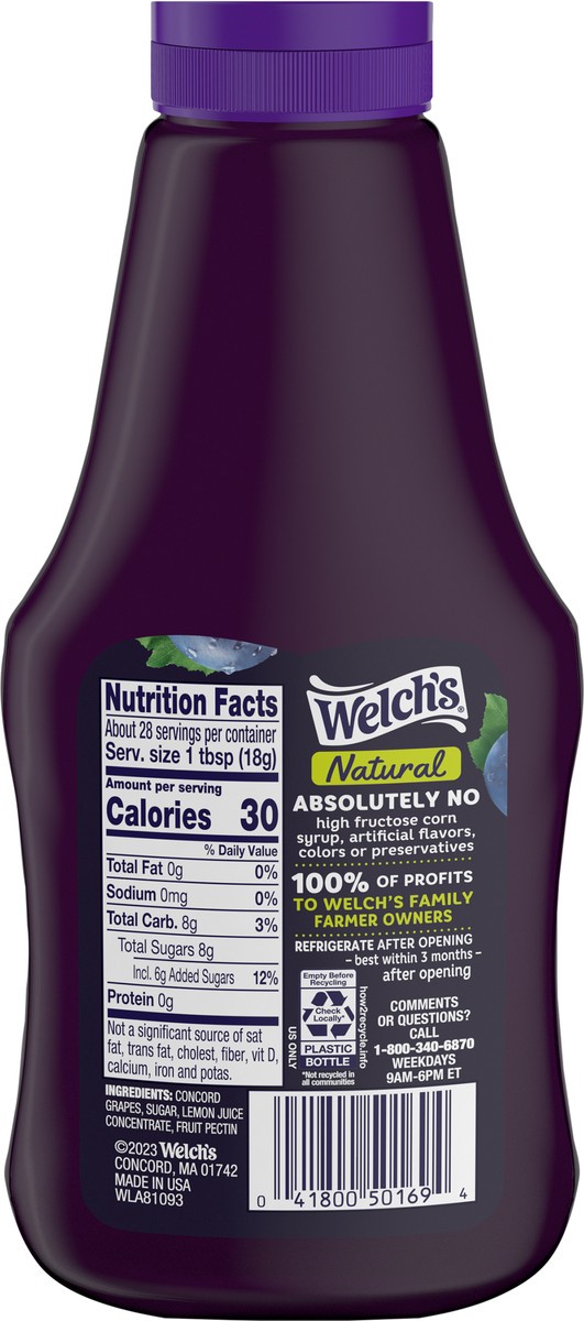 slide 5 of 5, Welch's Natural Concord Grape Spread, 18 oz Squeeze Bottle, 18 oz