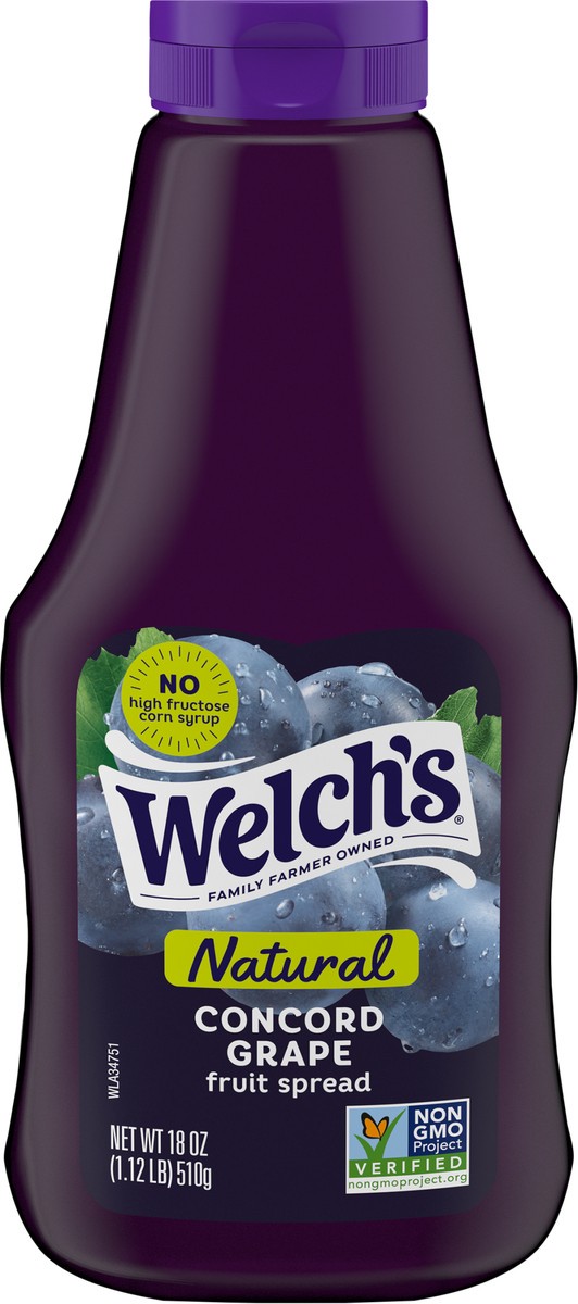 slide 4 of 5, Welch's Natural Concord Grape Spread, 18 oz Squeeze Bottle, 18 oz