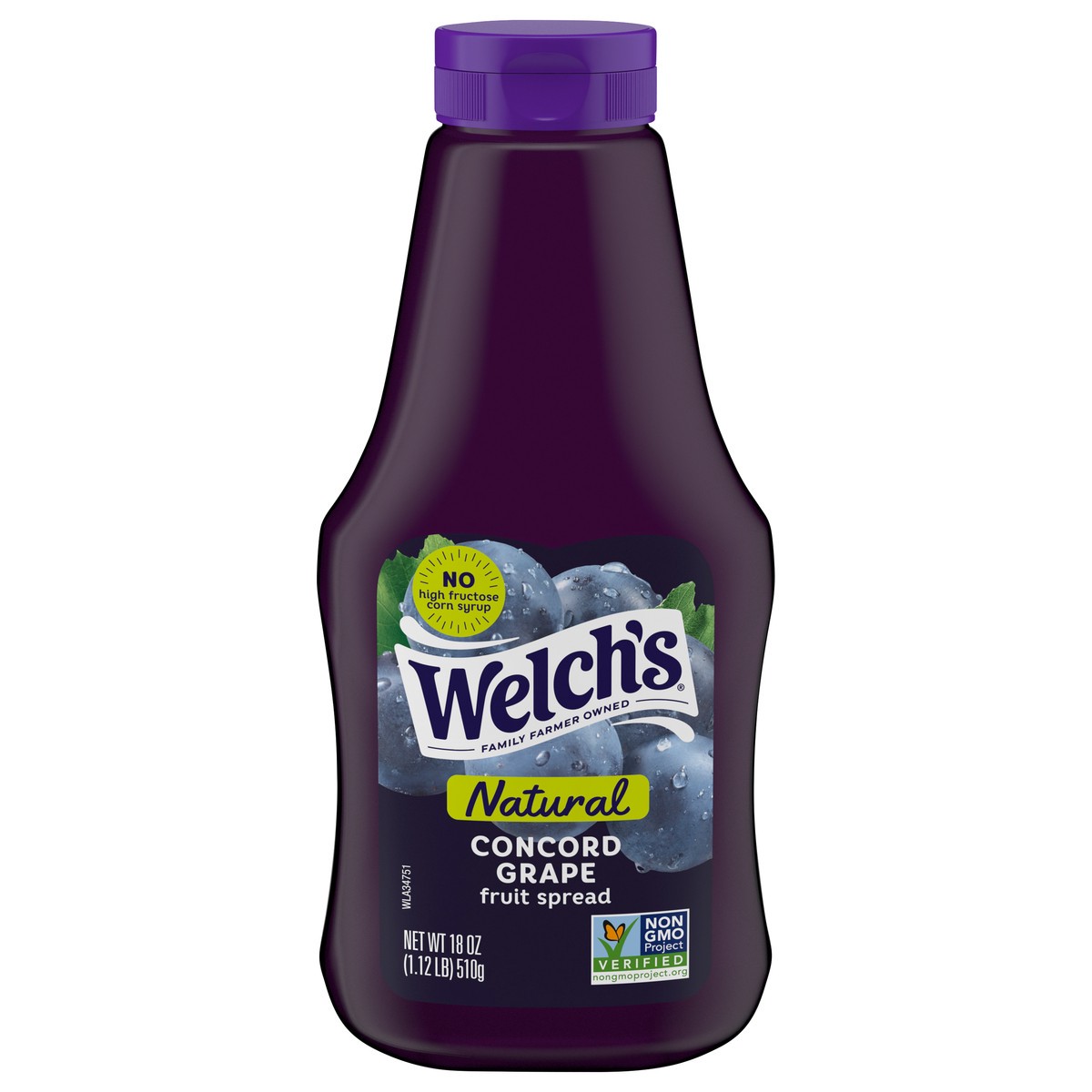 slide 1 of 5, Welch's Natural Concord Grape Spread, 18 oz Squeeze Bottle, 18 oz