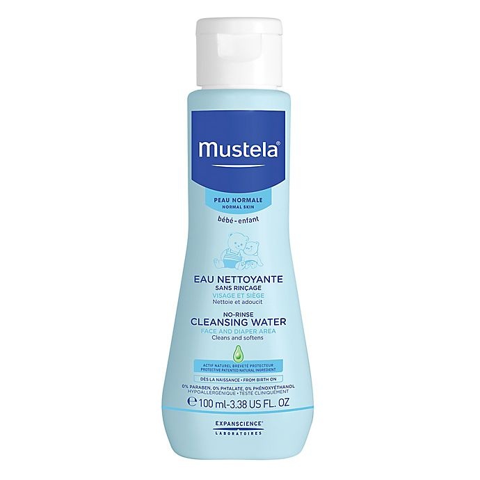 slide 1 of 1, Mustela No-Rinse Cleansing Water for Face and Diaper Area, 3.38 fl oz