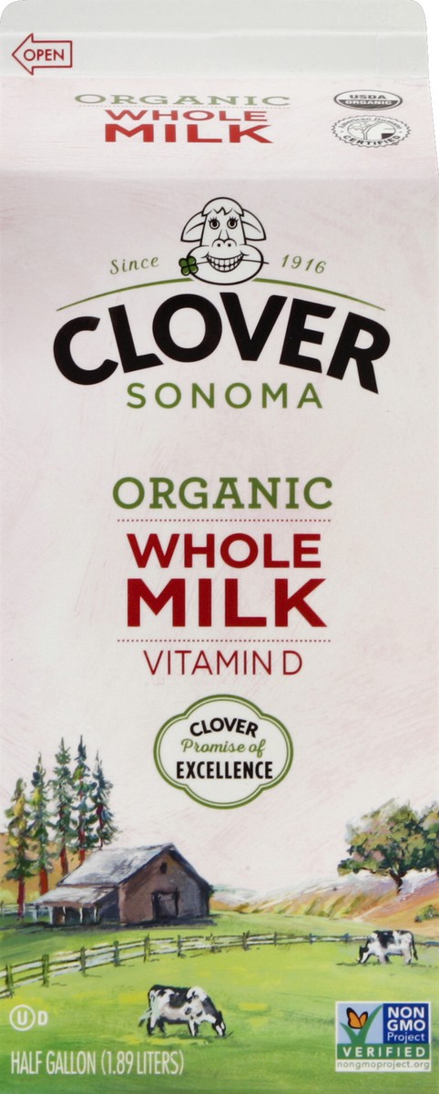 slide 2 of 4, Clover Farms Organic Milk, 1 gal