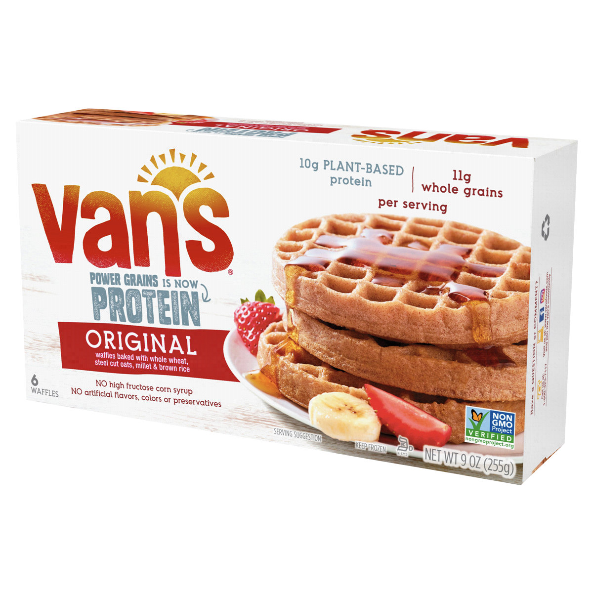 slide 1 of 17, Van's Power Grains Protein Waffles, 9 oz