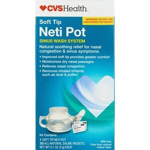 slide 1 of 1, CVS Health Soft Tip Neti Pot Sinus Wash System, 1 ct