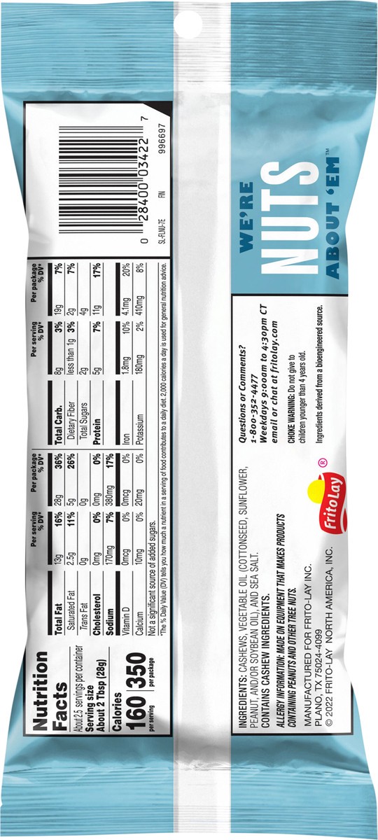 slide 7 of 8, Nut Harvest Cashews, Sea Salted, Whole - 2.25 oz, 2.5 oz