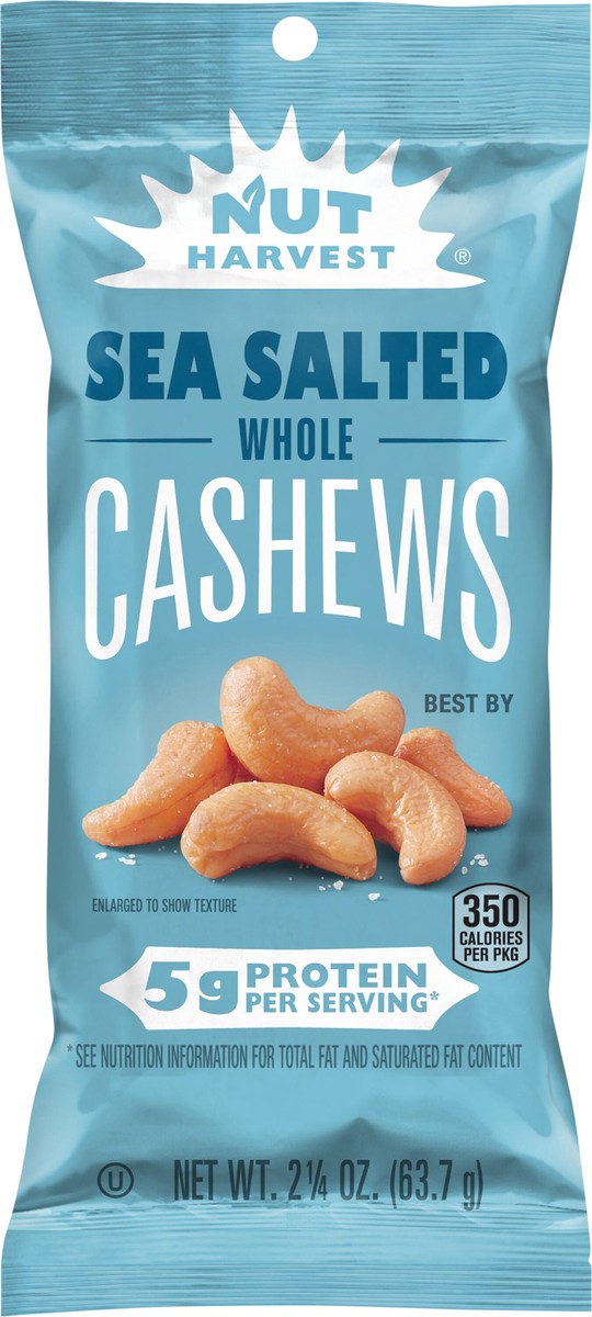slide 3 of 8, Nut Harvest Cashews, Sea Salted, Whole - 2.25 oz, 2.5 oz