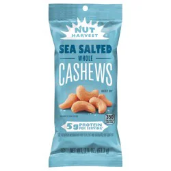 Nut Harvest Cashews, Sea Salted, Whole - 2.25 oz