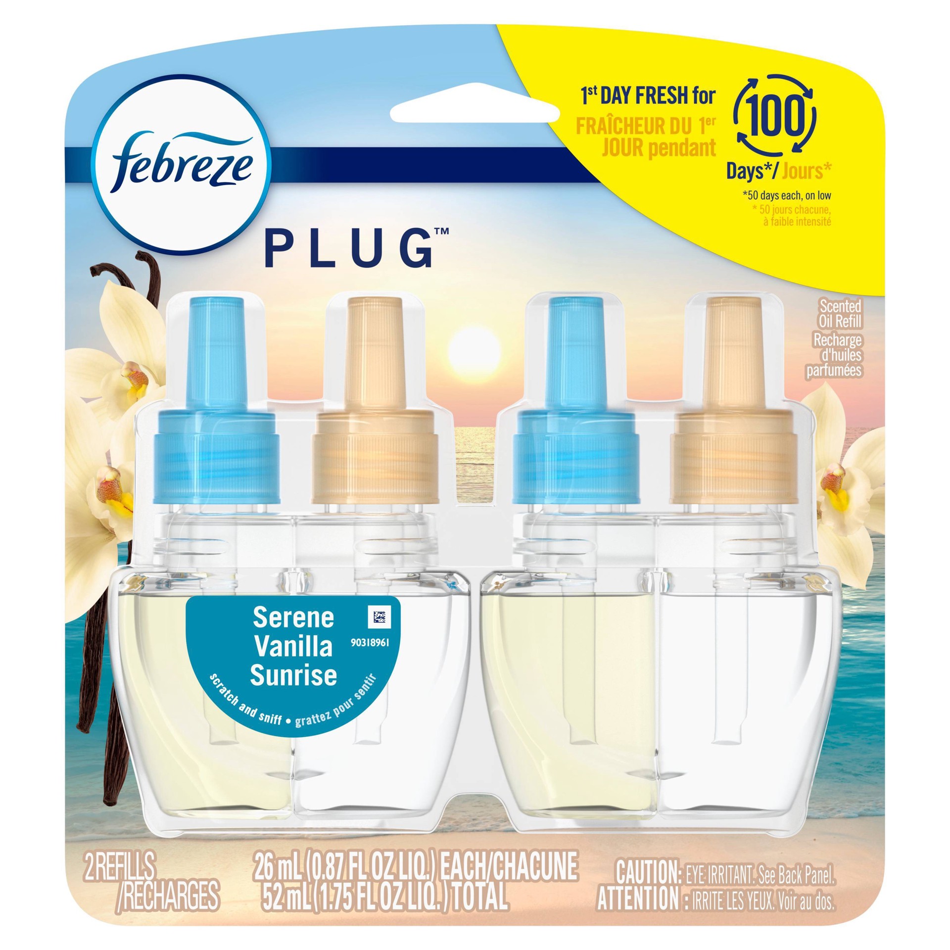 slide 1 of 5, Febreze Odor-Fighting Fade Defy Plug Air Freshener - Serene Vanilla Sunrise - 0.87 fl oz, 0.87 fl oz