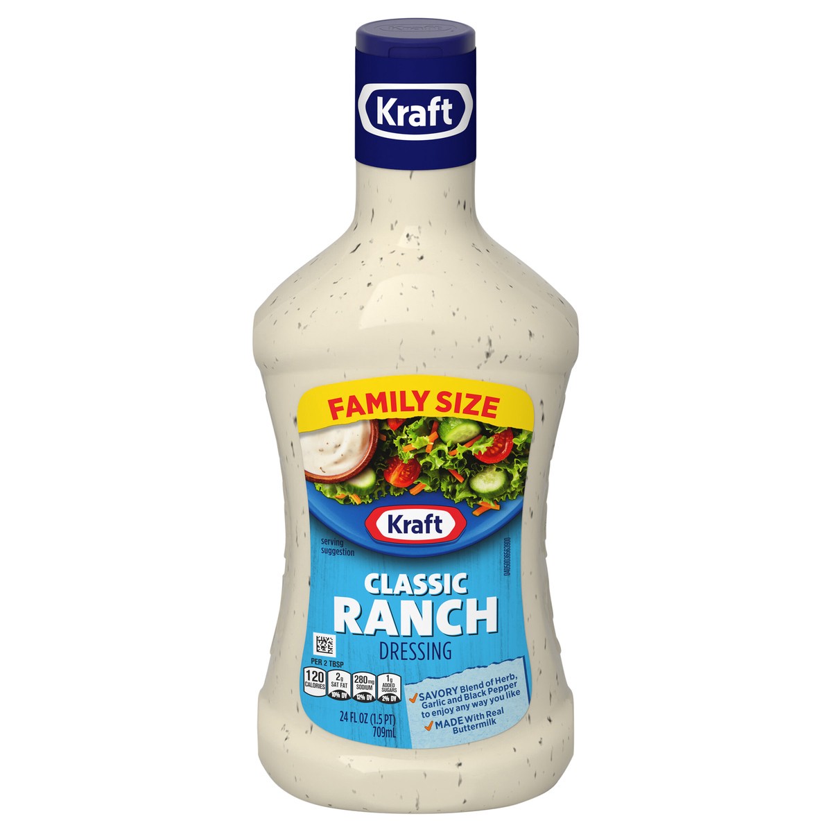 slide 1 of 5, Kraft Classic Ranch Dressing Family Size, 24 fl oz Bottle, 24 fl oz