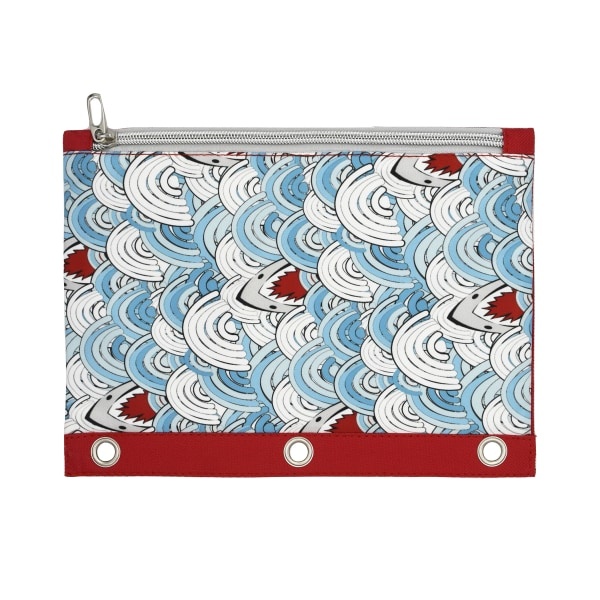 slide 1 of 1, Office Depot Brand 3-Ring Fabric Fashion Pencil Pouch, 7-1/2'' X 10-1/8'', Shark, 1 ct
