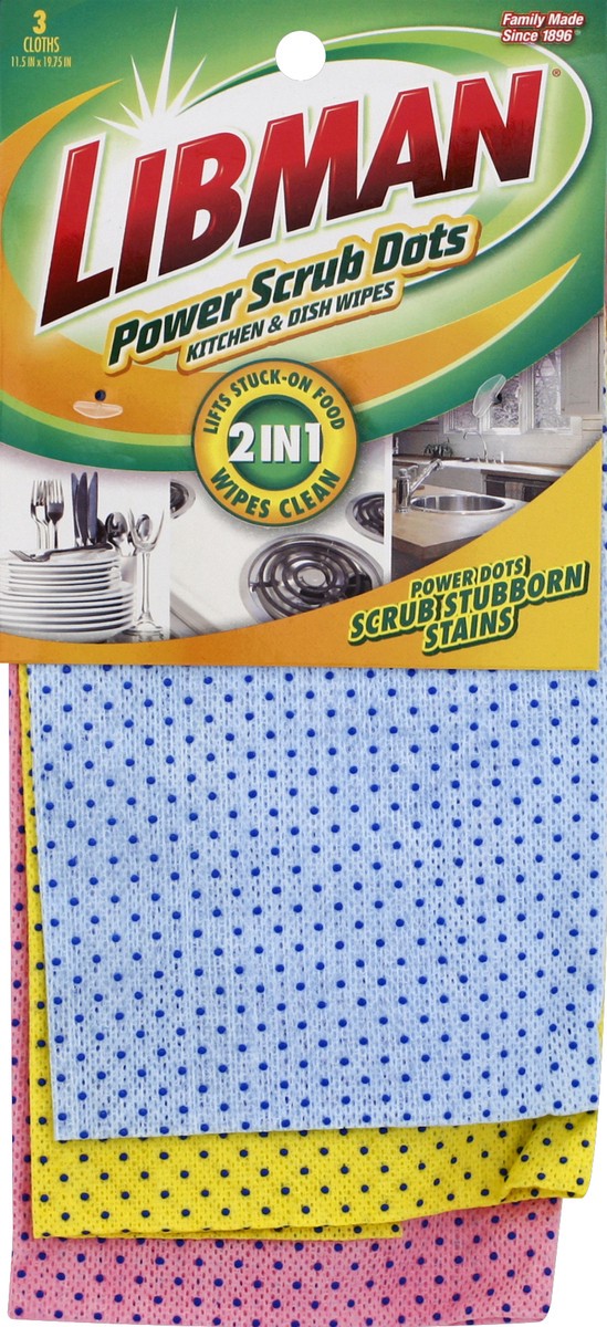 slide 2 of 2, Libman Power Scrub Dots Kitchen & Dish Wipes, 3 ct