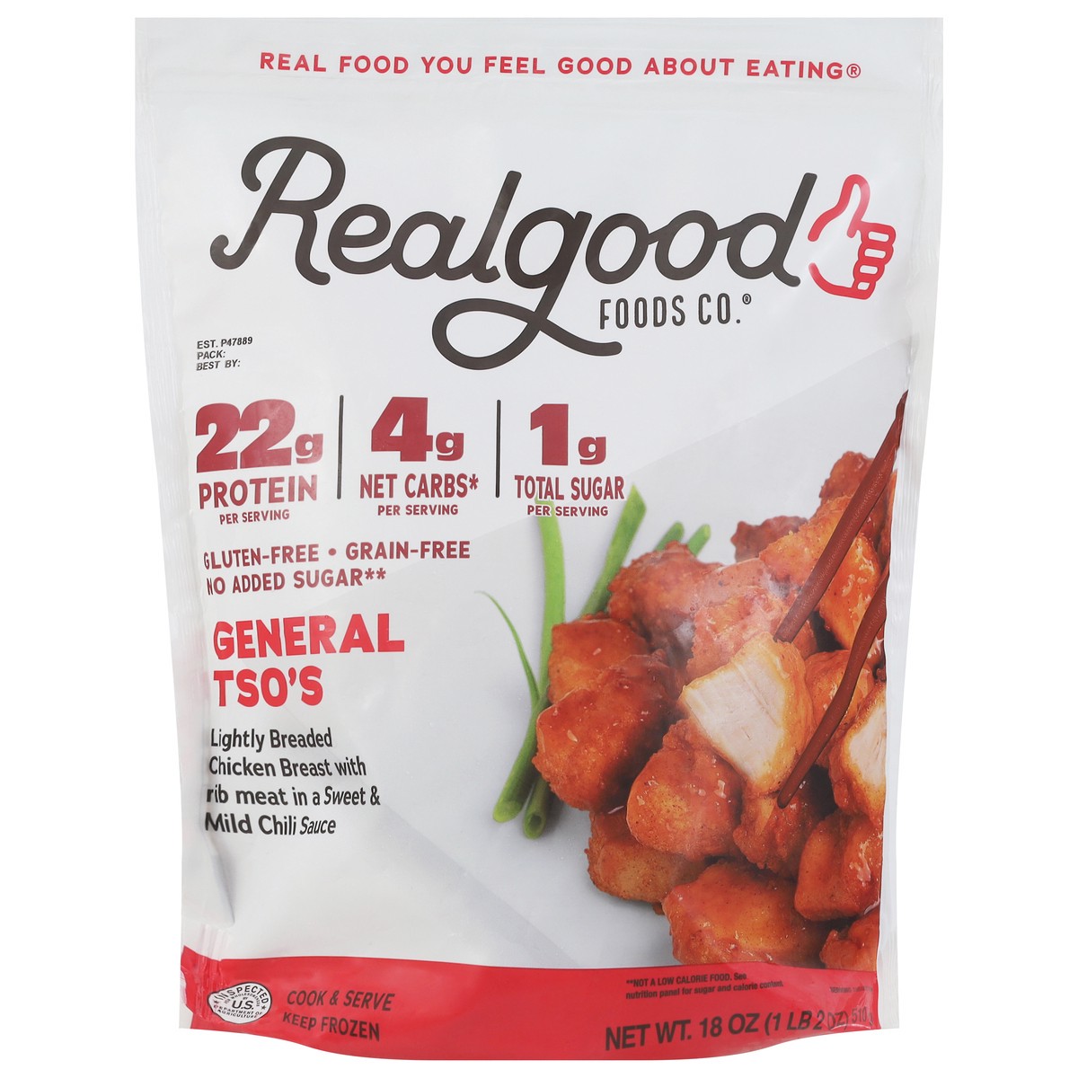 slide 1 of 14, Realgood General Tso's Chicken 18 oz, 18 oz