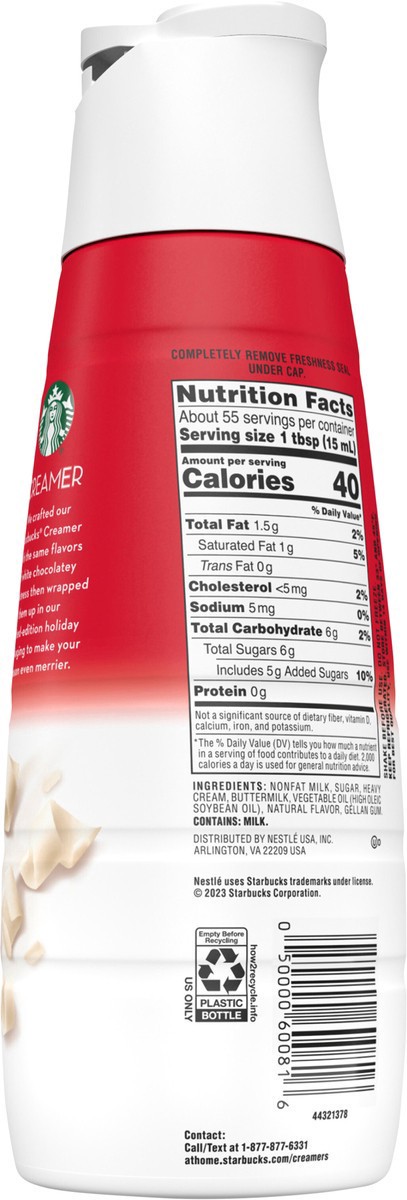 slide 5 of 7, Starbucks White Chocolate Flavored Coffee Creamer, Inspired by White Chocolate Mocha, 28 fl oz