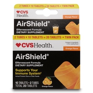 slide 1 of 1, CVS Health Airshield Effervescent Tablets, Orange Flavor, 1 ct
