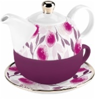 slide 1 of 1, Pinky Up Tea For One Set - Berry Floral, 1 ct