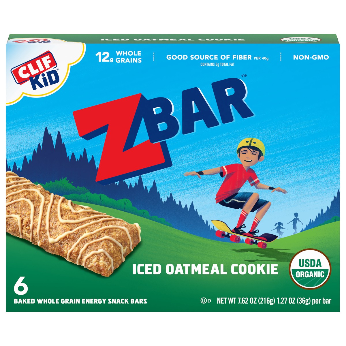 slide 1 of 9, CLIF Kid ZBAR Organic Iced Oatmeal Cookie Snack Bars - 6ct, 7.62 oz