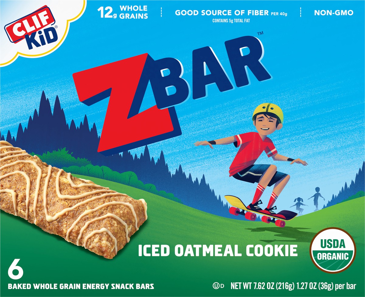 slide 6 of 9, CLIF Kid ZBAR Organic Iced Oatmeal Cookie Snack Bars - 6ct, 7.62 oz