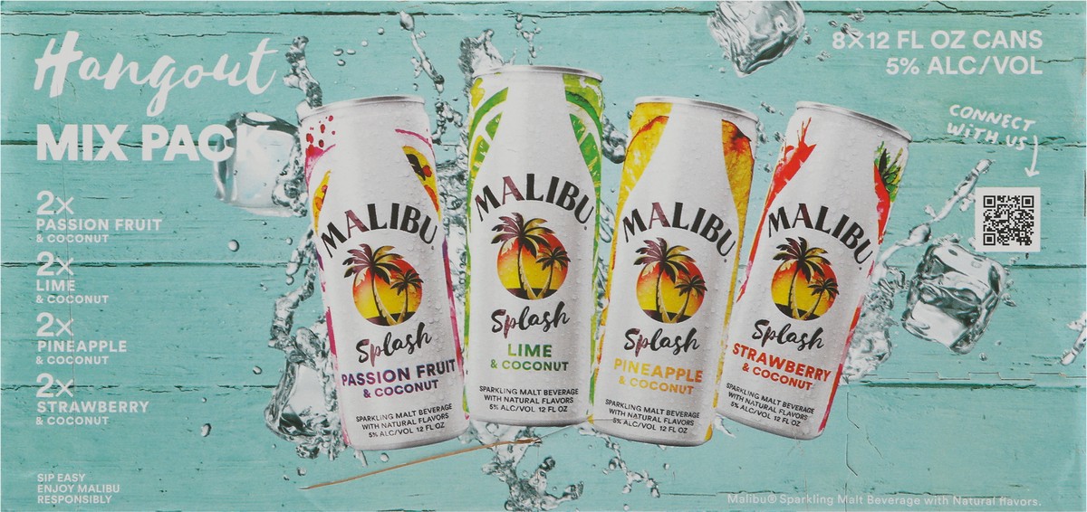 slide 9 of 9, Malibu Variety Pack Splash 8Pk Cans, 96 fl oz