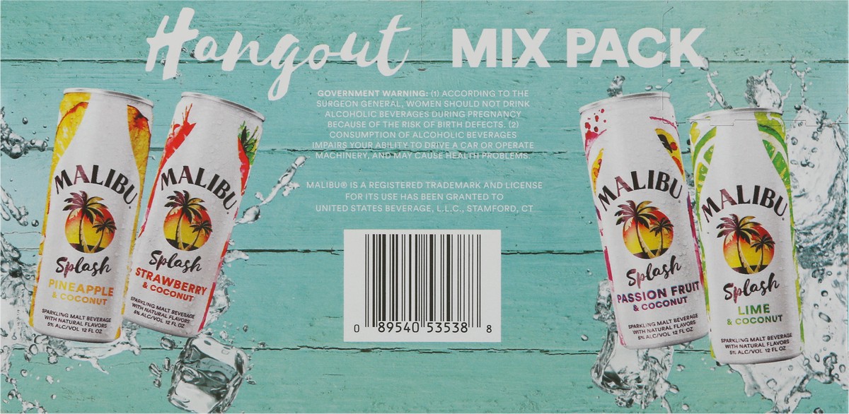 slide 8 of 9, Malibu Variety Pack Splash 8Pk Cans, 96 fl oz