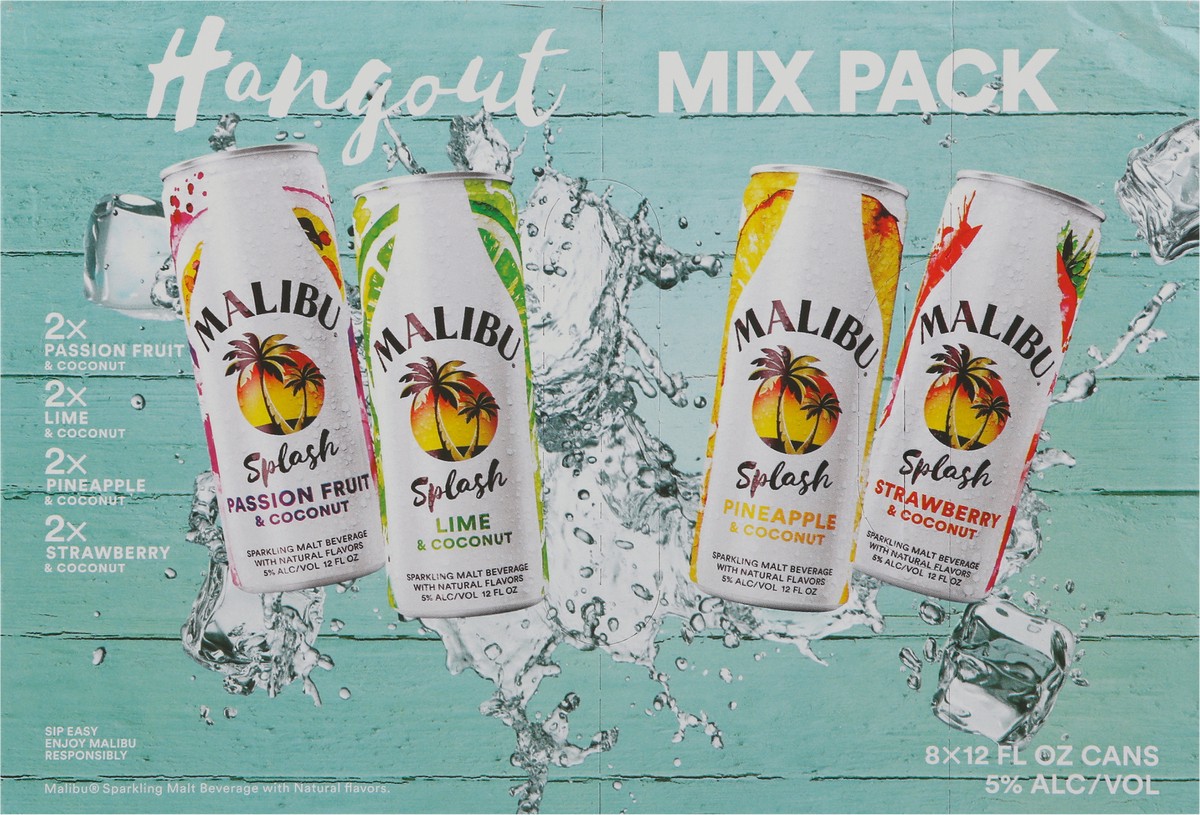slide 2 of 9, Malibu Variety Pack Splash 8Pk Cans, 96 fl oz