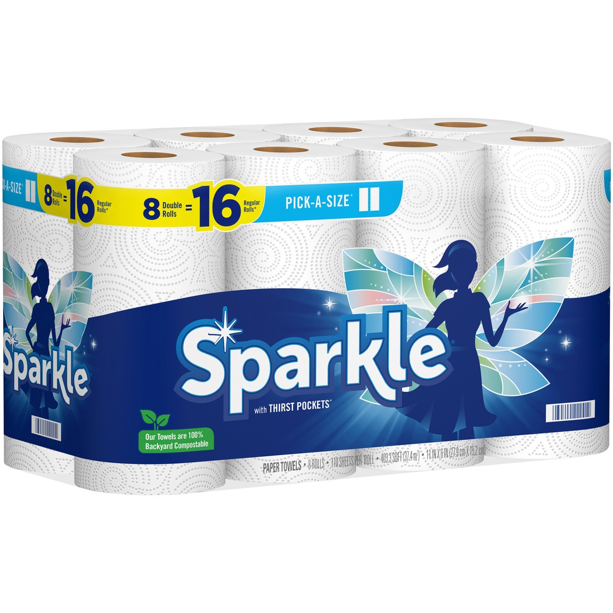 slide 3 of 5, Sparkle Paper Towels, Double Rolls, 8 ct