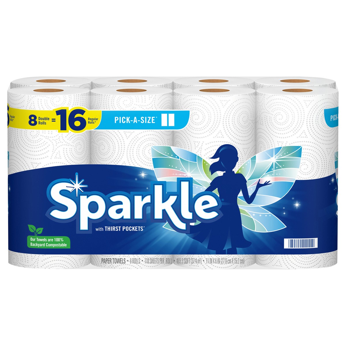 slide 1 of 5, Sparkle Paper Towels, Double Rolls, 8 ct
