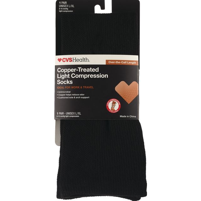 slide 1 of 1, CVS Health Copper Treated Lt Comp Socks - L/Xl, 1 ct