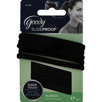 slide 1 of 1, Goody Elastics Slideproof Suede Touch Black, 17 ct