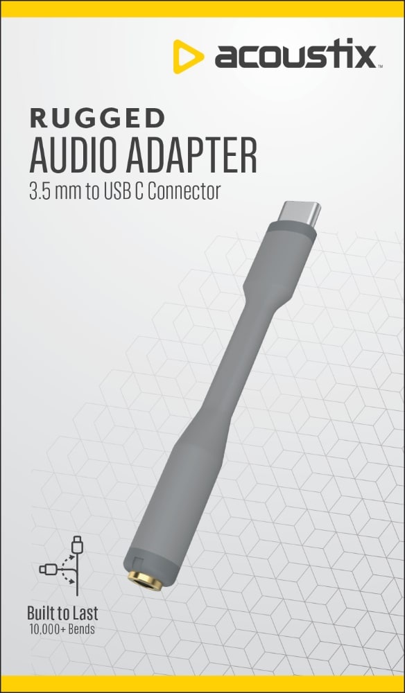 slide 1 of 1, Acoustix Rugged Audio Adapter, 3.5 mm