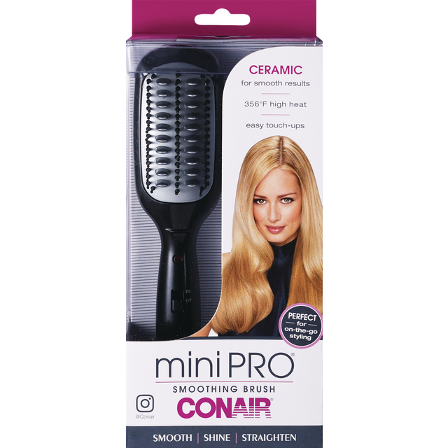 slide 1 of 1, Conair Mini Pro Hot Straighn Brush Black, 1 ct