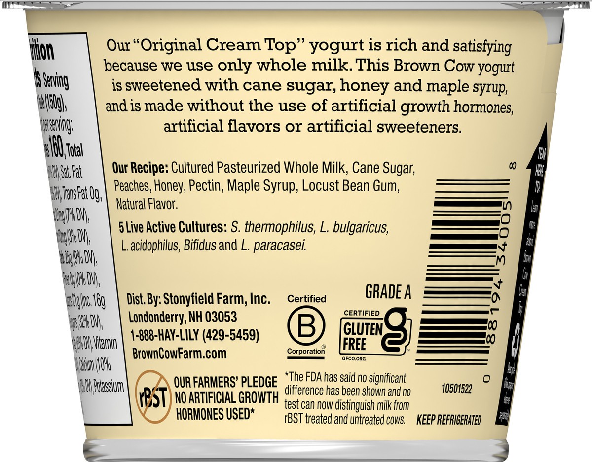 slide 7 of 7, Brown Cow Whole Milk Peach Yogurt, 5.3 fl oz