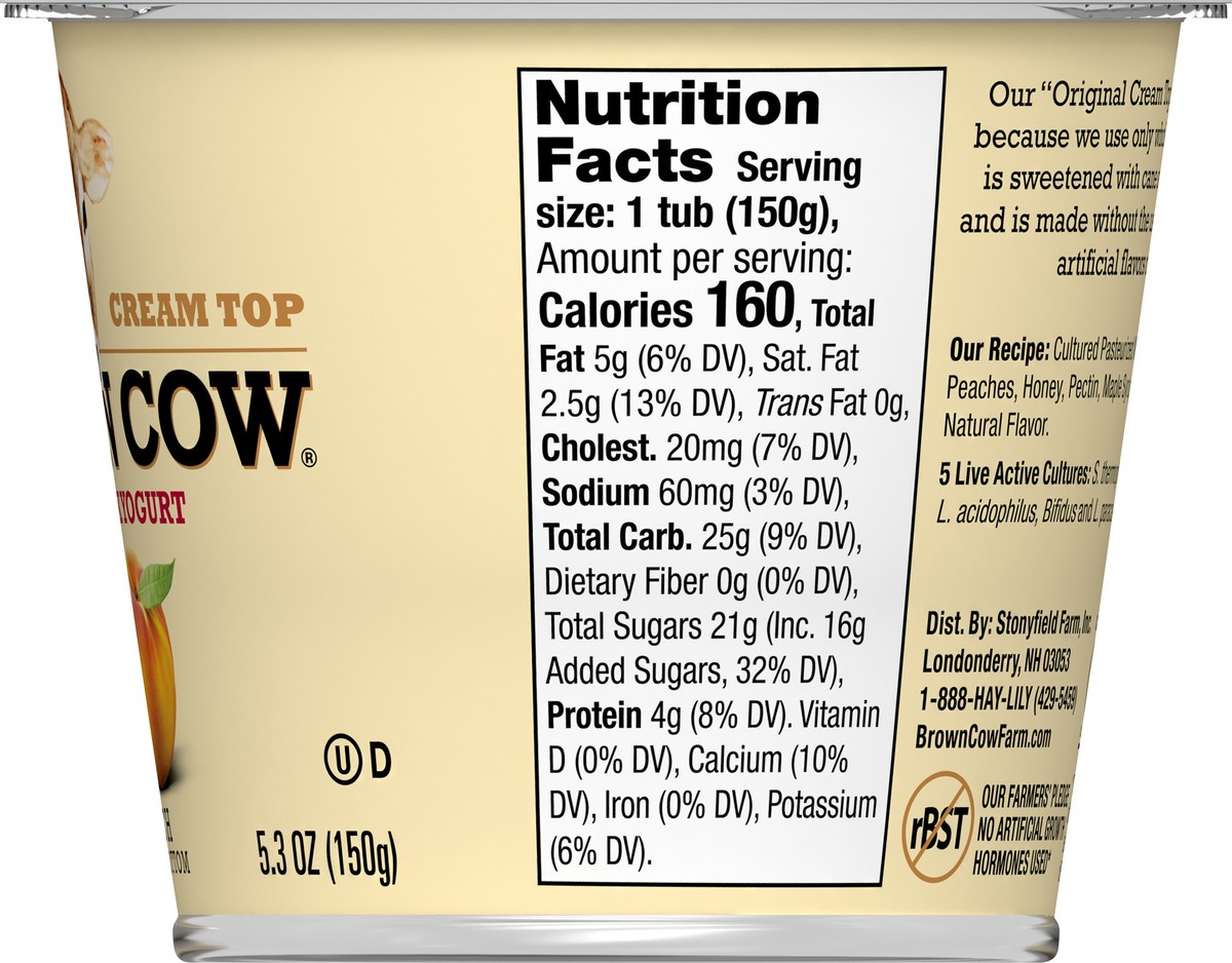 slide 2 of 7, Brown Cow Whole Milk Peach Yogurt, 5.3 fl oz