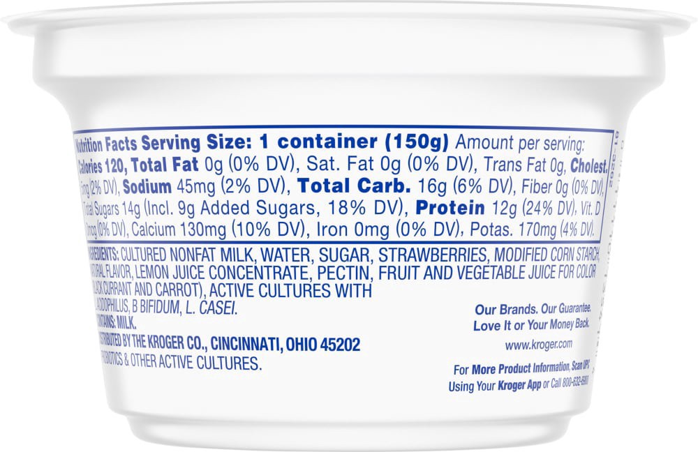 slide 5 of 5, Kroger Fruit On The Bottom Strawberry Greek Nonfat Yogurt Cup, 5.3 oz