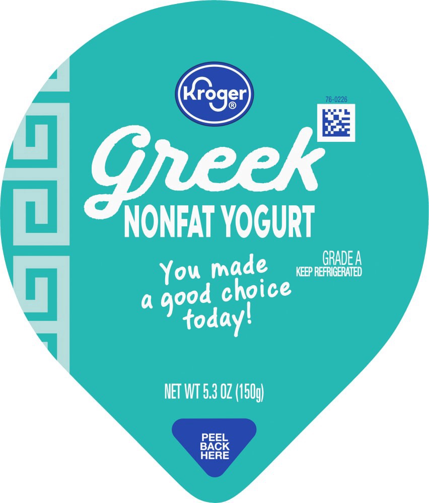 slide 4 of 5, Kroger Fruit On The Bottom Strawberry Greek Nonfat Yogurt Cup, 5.3 oz