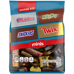 Wrigley SNICKERS, TWIX, MILKY WAY & 3 MUSKETEERS Minis Chocolate Candy Bars Variety Pack, 8.31 Oz Bag