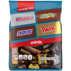 Wrigley SNICKERS, TWIX, MILKY WAY & 3 MUSKETEERS Minis Chocolate Candy Bars Variety Pack, 8.31 Oz Bag