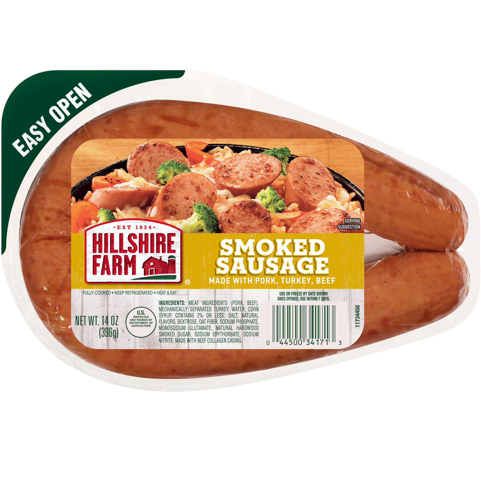 slide 1 of 3, Hillshire Farm Smoked Sausage, 14 oz., 396.89 g