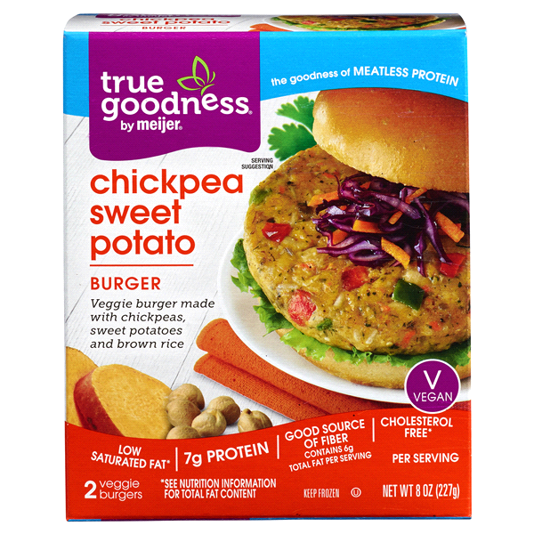 slide 1 of 4, True Goodness Chickpea Sweet Potato Burger, 8 oz