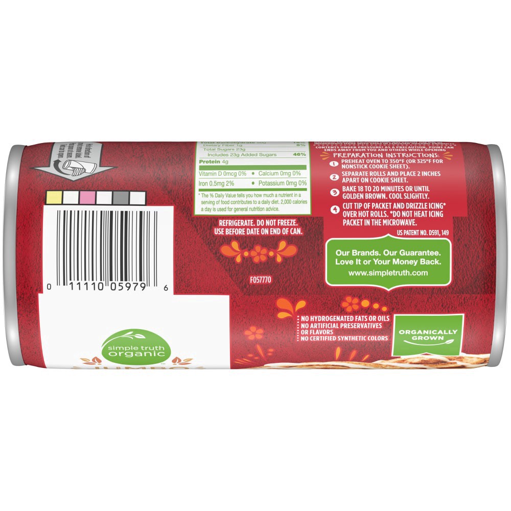 slide 8 of 8, Simple Truth Organic Ready To Bake Jumbo Cinnamon Roll, 17.5 oz