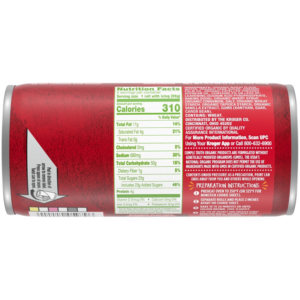 slide 2 of 8, Simple Truth Organic Ready To Bake Jumbo Cinnamon Roll, 17.5 oz