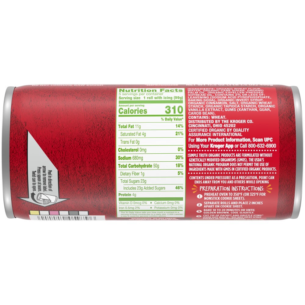 slide 5 of 8, Simple Truth Organic Ready To Bake Jumbo Cinnamon Roll, 17.5 oz