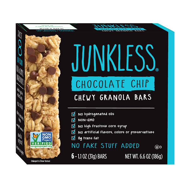 slide 1 of 4, Junkless Chocolate Chip Chewy Granola Bars, 6 ct