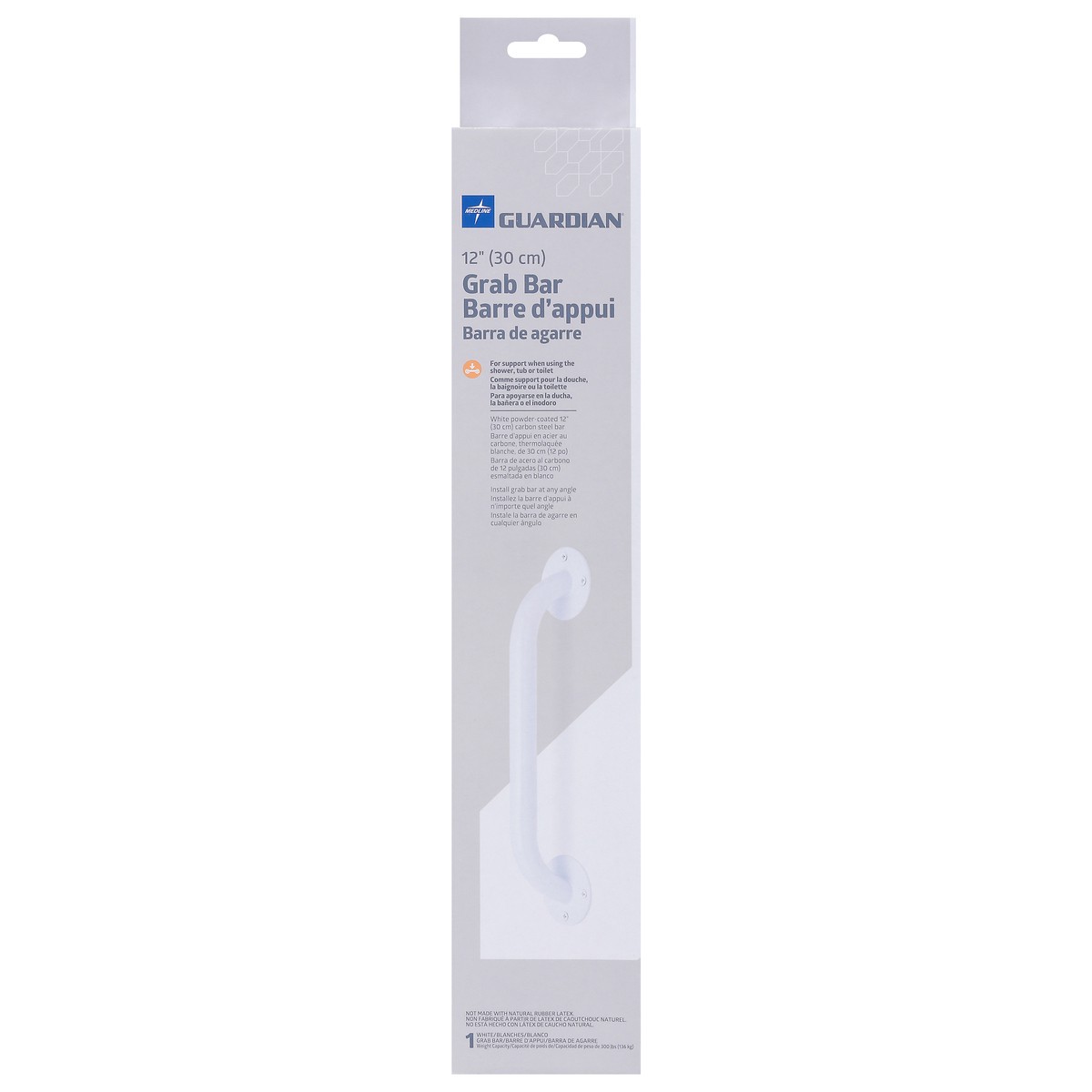 slide 8 of 13, Guardian 12 Inch White Grab Bar 1 ea, 1 ct