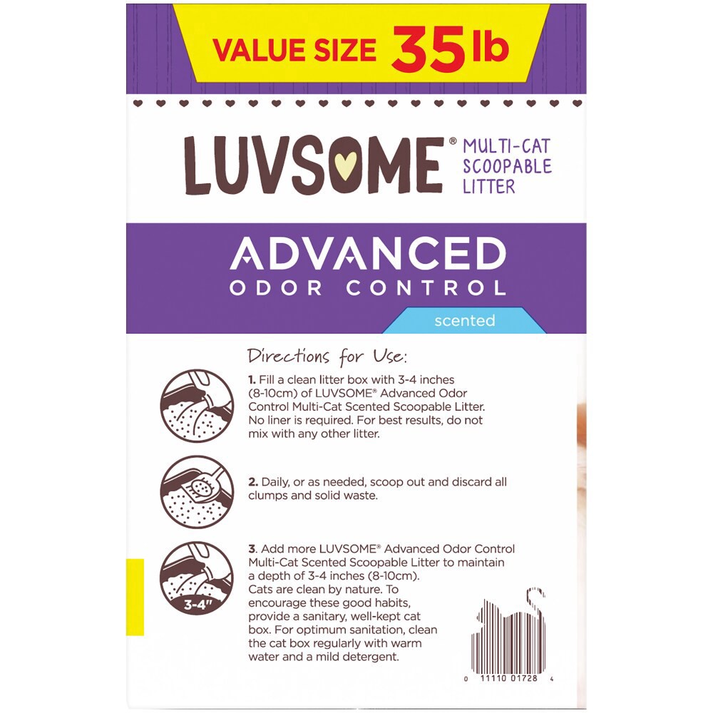 slide 2 of 3, Luvsome Advanced Odor Control Scented Multi-Cat Scoopable Litter, 35 lb