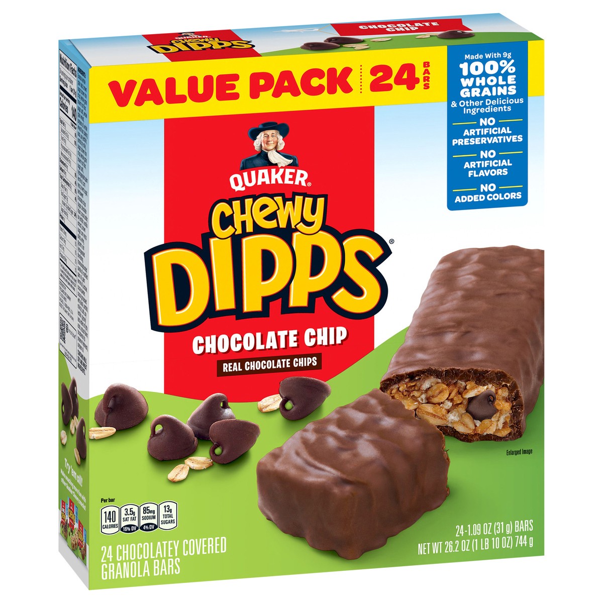 slide 2 of 6, Chewy Dipps Granola Bars, Chocolate Chip, Value Pack, 24 ct