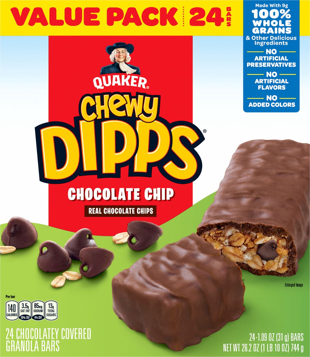 slide 4 of 6, Chewy Dipps Granola Bars, Chocolate Chip, Value Pack, 24 ct