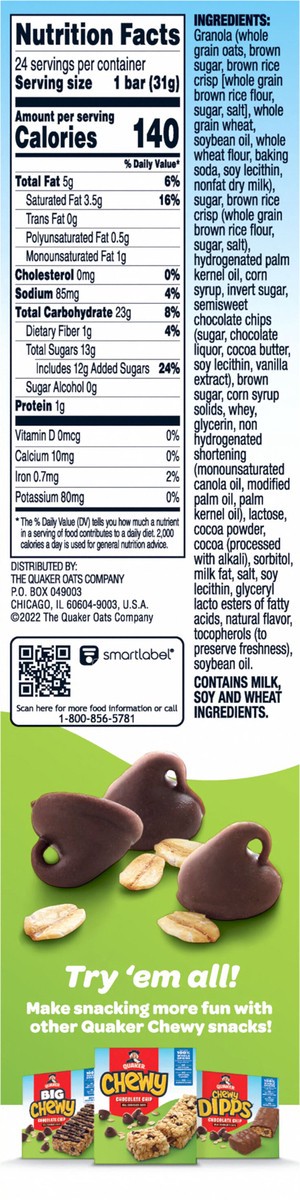 slide 5 of 6, Chewy Dipps Granola Bars, Chocolate Chip, Value Pack, 24 ct