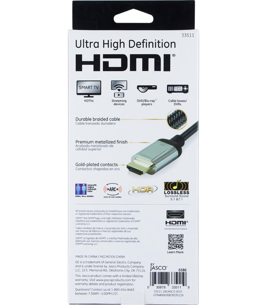 slide 3 of 4, Ge Ultra Pro Premium Hdmi Cable - Black/Silver, 4 ft