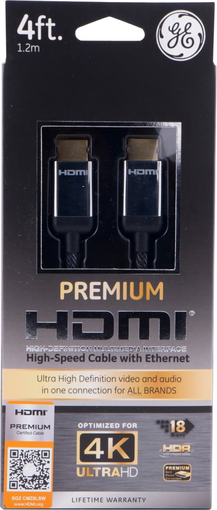 slide 1 of 4, Ge Ultra Pro Premium Hdmi Cable - Black/Silver, 4 ft